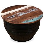 Table basse table de salon vidaxl bois de rcupration massif forme de baril noir t7