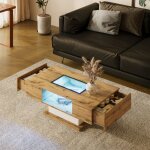 Table basse - somubi - table de salon avec lumière led - avec verre - table dappoint avec deux tiroirs ... Table basse - somubi - table de salon avec lumière led - avec verre - table dappoint avec deux tiroirs ...