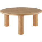 Table basse - tectake - table dappoint ronde sissi avec pieds en bois massif et plateau en mdf plaqu ...