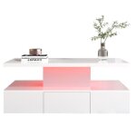Table basse table  tiroirs finition laque brillante table dappoint avec deux niveaux de rangement avec ...