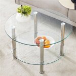 Table basse transparente ronde en verre tremp� double plateau pieds m�tal stables table basse salon moderne ...