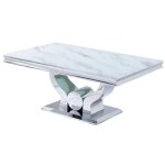 Table basse trofy chrome et plateau en verre 120x70 cm