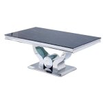 Table basse trofy chrome et plateau en verre 120x70 cm