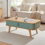 Table basse tysvr bambou 100 x 50 x 40 cm naturel bleu