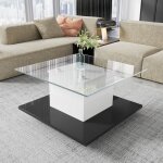 Table basse verre - table basse en verre brillanttable basse mobile - roulettes pivotantes table basse ...