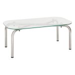 Table basse en verre transparent et pieds en m�tal chrom� - longueur 110 x largeur 60 x hauteur 445 cm ...