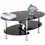 Table basse en verre trempé noir pur moderne - table de salon - ovale - 90 cm x 50 cm x 43 cm Table basse en verre trempé noir pur moderne - table de salon - ovale - 90 cm x 50 cm x 43 cm