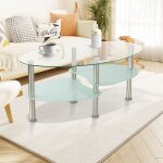 Table basse en verre tremp transparent - xuanyu - brillant - inox + verre - design asymtrique - 90 ...