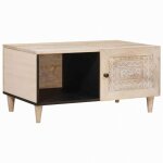 Table basse - vidaxl - 80 x 50 x 40 cm - bois de manguier massif - beige - rangement cach�