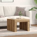 Vidaxl table basse carr�e 50 x 50 x 35 cm ? ch�ne artisanal bois ding�nierie