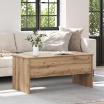 Table basse - vidaxl - ch�ne artisanal - compartiments cach�s - finition mate - 102 x 505 x 465 cm