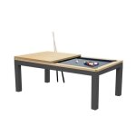 Table de billard transformable en table  manger 7ft - bois et pieds noirs - gris