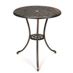 Table bistrot - vintage - � 66 cm - aluminium moul� - trou pour parasol - charge 50 kg