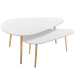 Tables de caf blanches mileo s et m - atmosphera - bois laqu - design contemporain