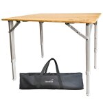 Table de camping en bambou skandika tolja - 65x50x65cm - table pliante r�glable en hauteur alu r�sistante ...