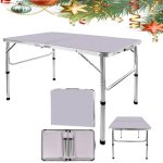 Table de camping blanc aluminium mdf pliable 90 x 60 x 37 / 67 cm dayplus coffre table de jardin r�glable ...