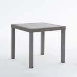Table de jardin carr�e - raul - aluminium - plateau en polypropyl�ne - 82 cm - gris tourterelle