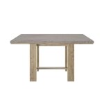 Table carr�e effet bois ch�ne avec finition min�rale et pied massif