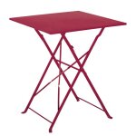 Table carr�e de jardin pliante en acier rouge 60x60 cm