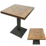 Table carr�e � un pied - horloge vintage - style industriel - 60 x 60 x 75 cm - jeobest - id�ale pour ...