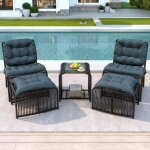 Table et chaises de jardin - generique - set 5 pi�ces (table carr�e) - noir - anti - uv & r�sistant pluie ...