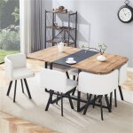 Table avec chaise salle a manger encastrable 4 � 6 personne 6 chaise blanc tapiss�e et table � manger ...