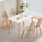 Table et chaises de salle  manger lot - hjhomeheart - table mdf - 4 chaises beige - pieds en htre - ...