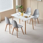 Table et chaises de salle  manger lot - hjhomeheart - table mdf - 4 chaises gris - pieds en htre - ...