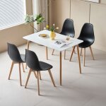 Table et chaises de salle � manger lot - hjhomeheart - table mdf - 4 chaises noir - pieds en h�tre - ...
