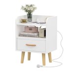 Table de chevet 1 tiroir et niche de rangement - vivolilv - avec prise et usb - blanc - l 40 x p 30 x ... Table de chevet 1 tiroir et niche de rangement - vivolilv - avec prise et usb - blanc - l 40 x p 30 x ...