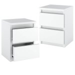 Table de chevet lot de 2 - 30x40x30 cm 2 tiroir - mirabilesse - table de nuit - meuble de rangement - ...