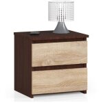 Table de chevet 2 tiroirs - dimensions 40x35x40 cm - table de nuit style moderne - meuble dappoint chambre ...