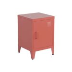 Table de chevet en acier terracotta. 1 porte. casier. chambre enfant