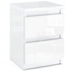 Table de chevet blanche brillante 30 cm 2 tiroirs table de chevet meubles de chambre