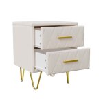 Table de chevet - bois - 2 tiroirs - design moderne - 40x35x55 cm - blanc / ch�ne clair