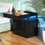 Table de chevet avec �clairage led - 2 tiroirs de rangement - table dappoint avec borne de recharge - ...