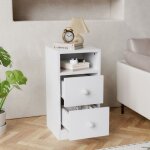 Table de chevet �troite avec 2 tiroirs table dappoint meuble de nuit commode de nuit 25 x 30 x 60 cm ...