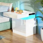 Table de chevet troite - plateau coulissant - table dappoint avec borne de recharge - laqu blanc 40x35x52cm ...
