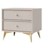 Table de chevet floren i - l52 cm - gris pieds d�coratifs dor�s