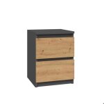 Table de chevet malmo ii artisan ch�ne / anthracite - 2 tiroirs - style scandinave