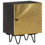 Table de chevet - manguier massif - 40x30x50cm - porte en laiton - style contemporain