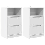 Table de chevet moderne - vidaxl - blanc - 40x30x67 cm - bois ding�nierie - tiroir - �tag�re - r�glable ...