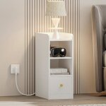 Table de chevet avec multiprise port usb et type c table dappoint �troite espace de rangement � 3 niveaux ...
