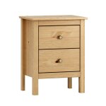 Table de chevet table de nuit � 2 tiroirs en bois massif couleur ch�ne miel - longueur 48 x hauteur 60 ...