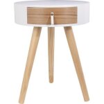 Table de chevet - home deco factory - nora - rond - blanc - h465 x l35 x p35 cm