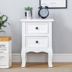 Table de chevet scandinave - nortique - lot de 2 - bois - 2 tiroirs - blanc Table de chevet scandinave - nortique - lot de 2 - bois - 2 tiroirs - blanc