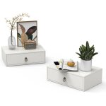 Tables de chevet suspendu suspendues lot de 2 tables de nuit murale 1 tiroir pour chambre salon 46 x ...