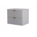 Table de chevet suspendue pour chambre  coucher - blanche - 2tiroirs - faade rainure 40x30x34cm