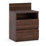 Table de chevet en weng 40 cm avec 2 tiroirs et tagre pour chambre  coucher