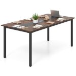 Table de confrence carre - giantex - 180 x 90 cm - 8  10 personnes - trou pour cble pieds en mtal ...